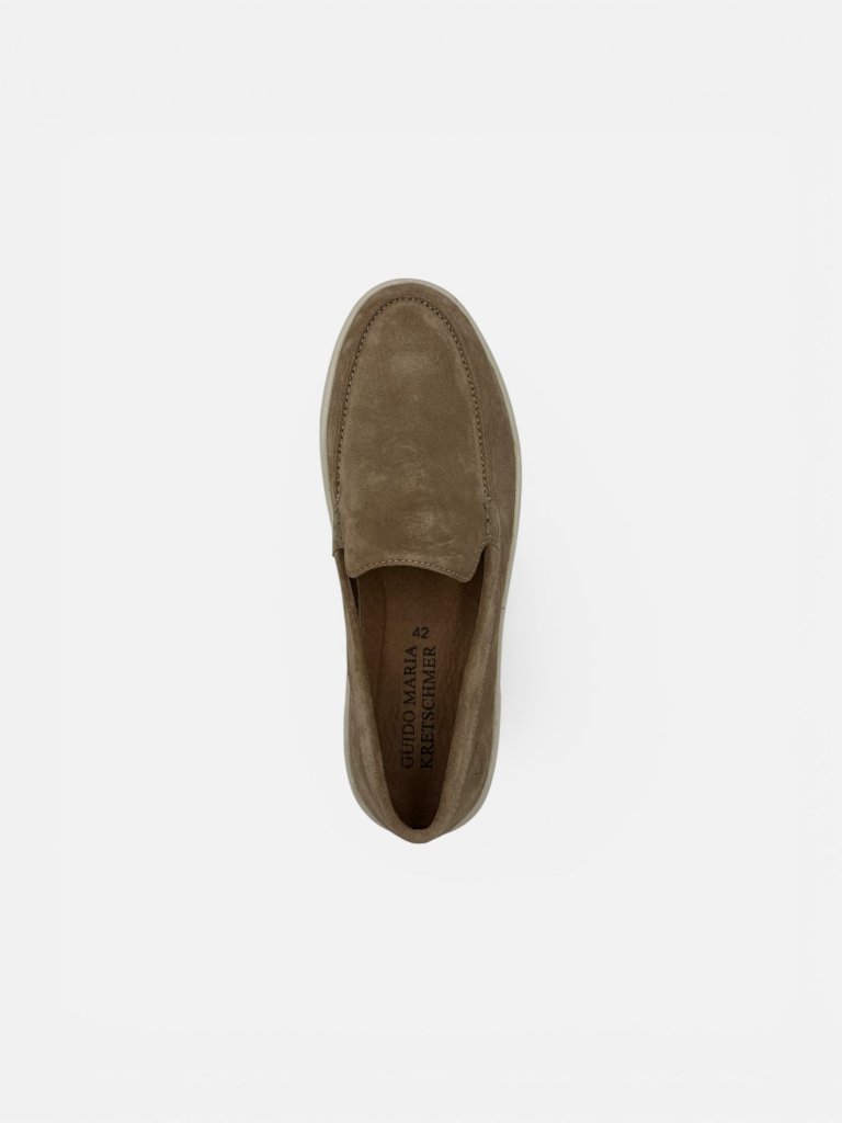 Pantofi din Piele Întoarsă Bărbați - Loafers Guido Maria by Marco Tozzi 14605 Kaki