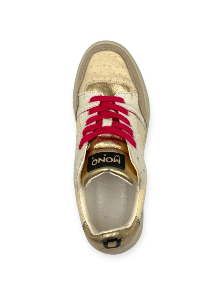 Sneakers Damă Mono Way Bango cu Inserții Aurii și Șireturi Fucsia