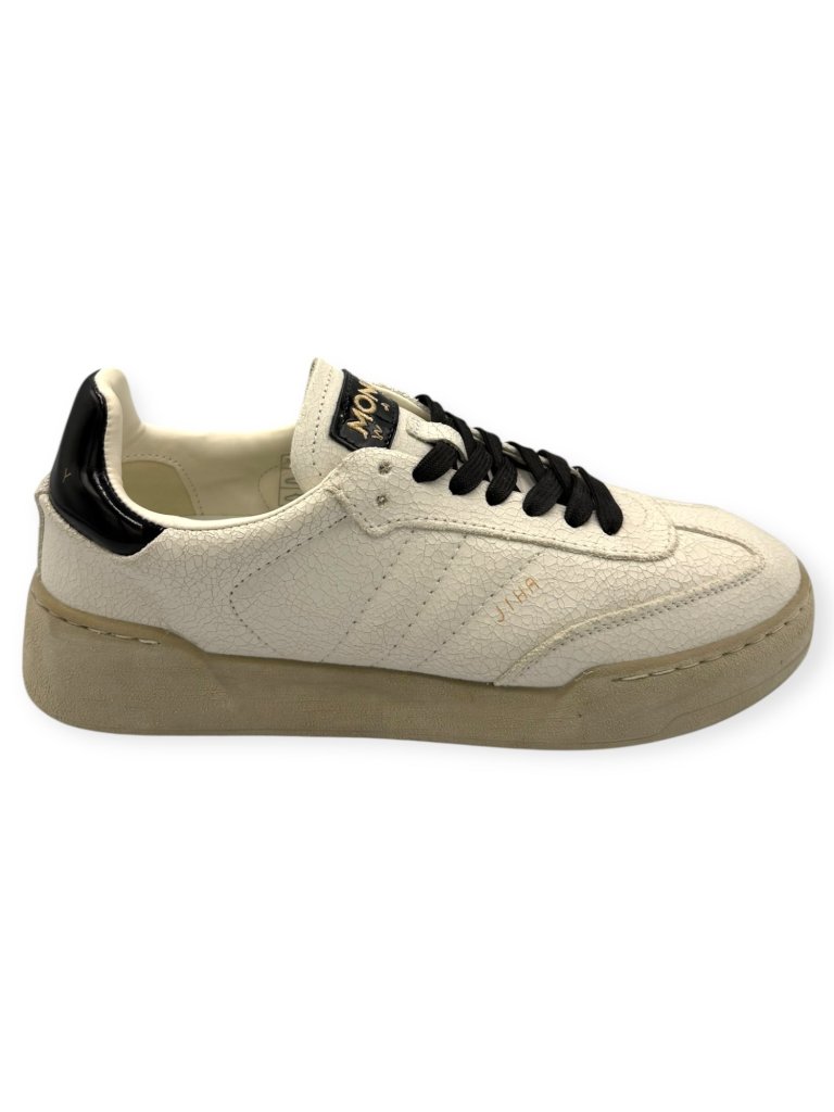 Sneakers Damă Mono Way din Piele Albă cu Aspect Texturat