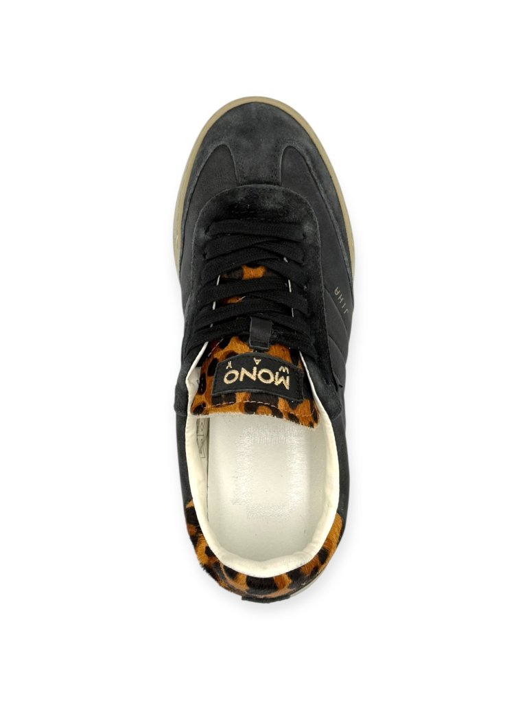 Sneakers Damă Mono Way Jiha Negri cu Detalii Leopard