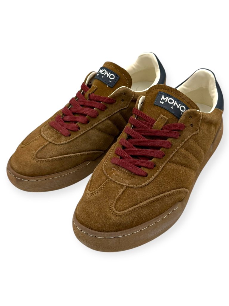 Sneakers Bărbați Mono Way Jiha din Piele Întoarsă Maro Tobacco