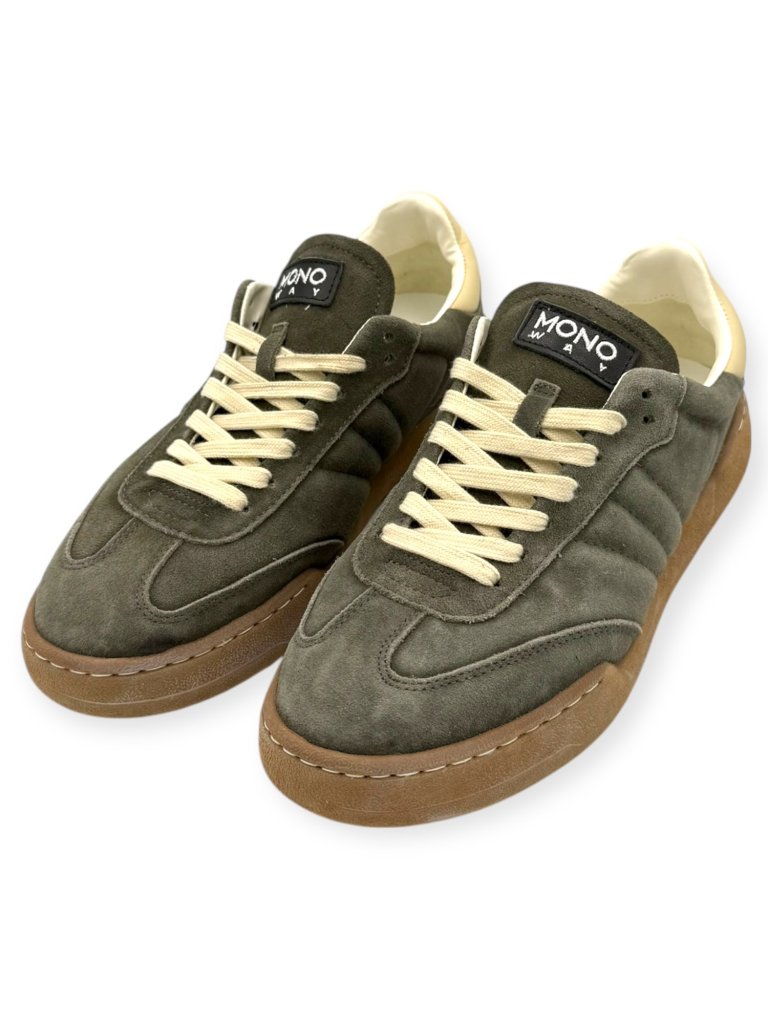 Sneakers Bărbați Mono Way Jiha din Piele Întoarsă Verde Olive