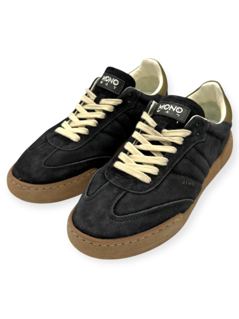 Sneakers Bărbați Mono Way Jiha din Piele Întoarsă Negru Olive