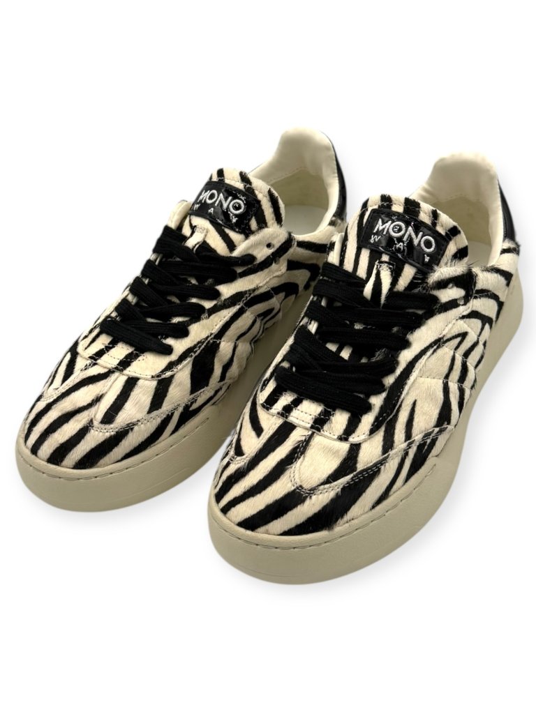 Sneakers Damă Mono Way Zebra Print din Păr de Vițel