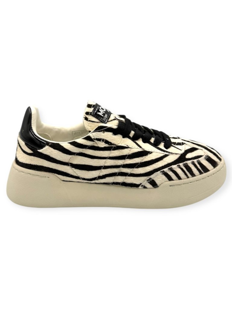 Sneakers Damă Mono Way Zebra Print din Păr de Vițel