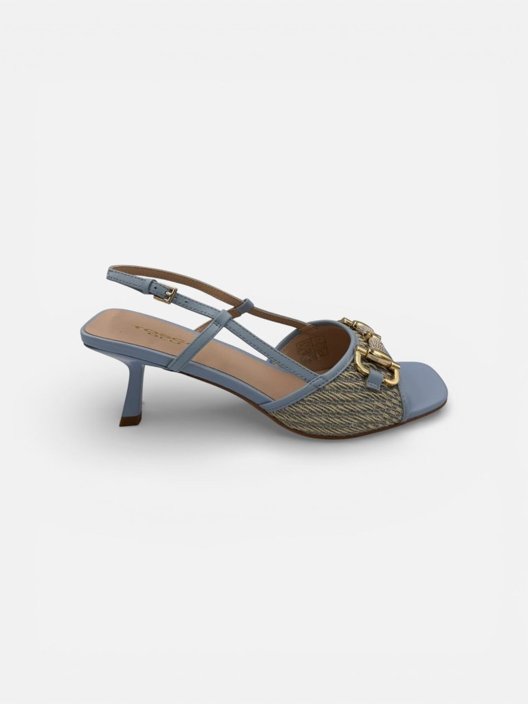 Sandale din Piele Naturală Damă - Tosca Blu S432 Bleu cu Accesorii Aurii