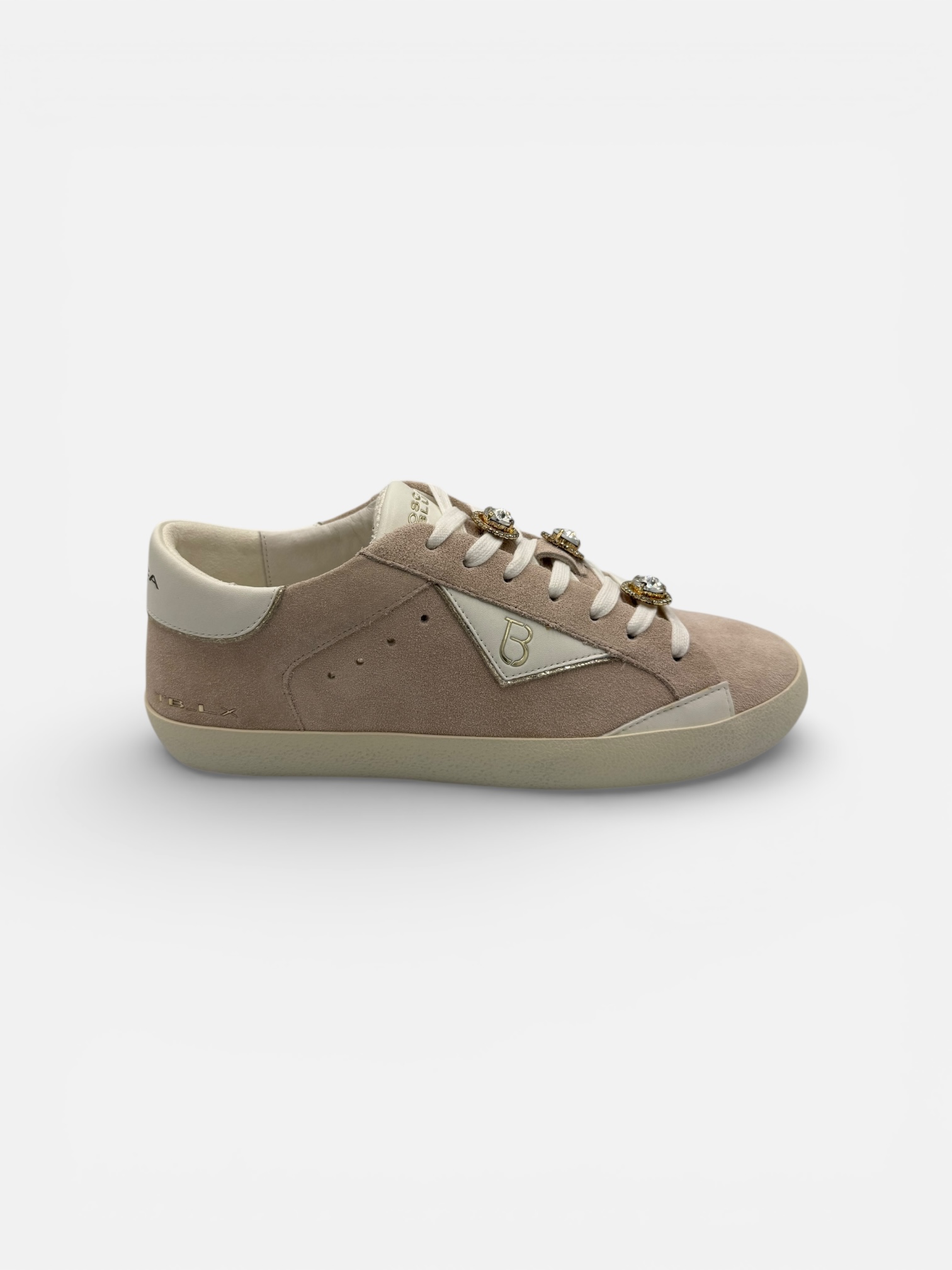 Pantofi Sport (Teniși) Tosca Blu din Piele Nabuck – Nude cu Aplicații Cristale